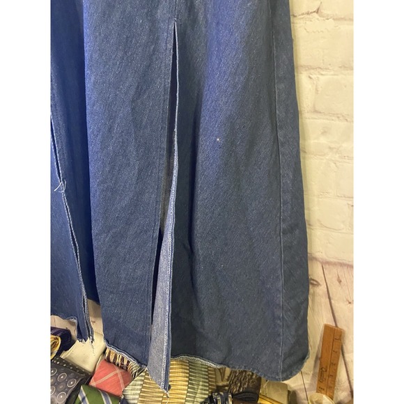 Bamms ARTSY DOUBLE SLIT HALTER DENIM MAXI Large - Picture 5 of 7
